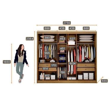 Imagem de Guarda Roupa Casal Duna E Gaveteiro Milão Com Chave Cumaru 25 Fendi - Novo Horizonte