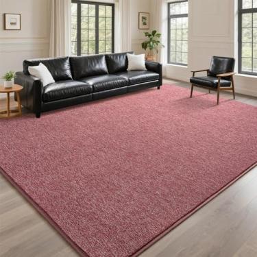 Imagem de DweIke Tapetes de área para quarto, sala de estar, 12 x 18 cm, vermelho bordô, espuma viscoelástica espessa, tapetes internos, estética moderna, minimalista, supermacio, confortável para meninos