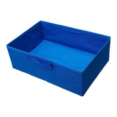 Imagem de Caixa Organizadora com Alça – 28X15X28 – TNT e Poliéster, Suporta até 25kg, Ideal para Closet, Armário e Escritório 10043AZULU