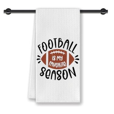 Imagem de CosxHabitat Toalha de prato de cozinha Football is My Favorite Season 40 x 61 cm, toalha de chá de dia de jogo para decoração de bar de festa, presente de futebol para mulheres e homens