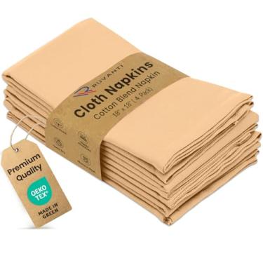 Imagem de RUVANTI Conjunto De 4 Guardanapos Pano Ruvanti, 45X45 Cm, Laváveis, Macios, Duráveis, Absorventes, Mistura Algodão. Jantar À Mesa Para Hotel, Almoço, Restaurante E Festas Casamento - Marfim Dourado