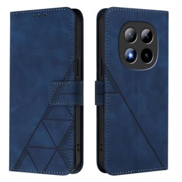 Imagem de MRRSIWEI Capa carteira para Xiaomi Redmi Note 15 5G (não 4G) com porta-cartão, capa flip magnética à prova de choque de couro sintético PU com suporte para Xiaomi Redmi Note 15 5G. Suporte azul