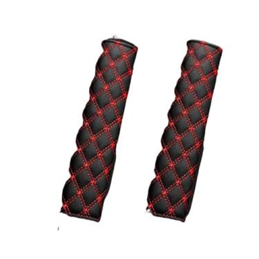 Imagem de 2 peças capa universal de cinto de segurança de carro PU capa de cinto de segurança de carro almofadas de ombro para adultos acessórios interiores de carro (preto vermelho, 4 peças)