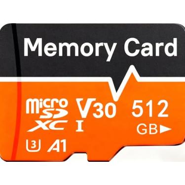 Imagem de Cartão Micro TF 512GB, U3 V30 4K UHD de alta velocidade, Classe 10, com adaptador, para segurança da câmera, GoPro, Action Cam, Dash Cam, Drones, Tablets