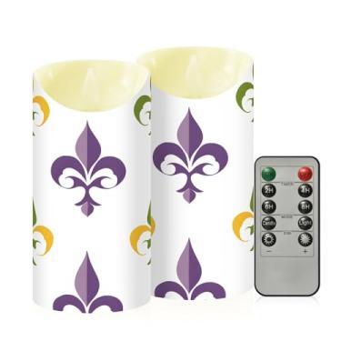 Imagem de Wassud Pacote com 2 velas sem chama de carnaval com controle remoto, velas realistas cintilantes com temporizador, velas decorativas para Natal, casamento, festa, decoração de casa média