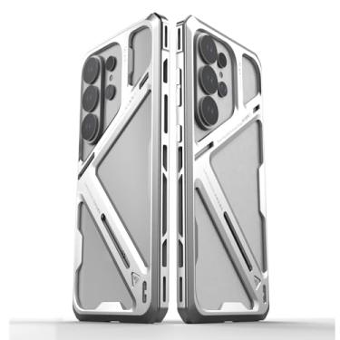 Imagem de HAOMRIYL Capa de metal para Samsung Galaxy S26 Ultra, capa de proteção minimalista de liga de titânio, parte traseira oca à prova de choque, capa de grau militar, prata, S26 Ultra