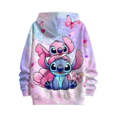 Imagem de Moletom Feminino Oversize Com Estampa 3D De Stitch E Anjos, Pulôver Pa