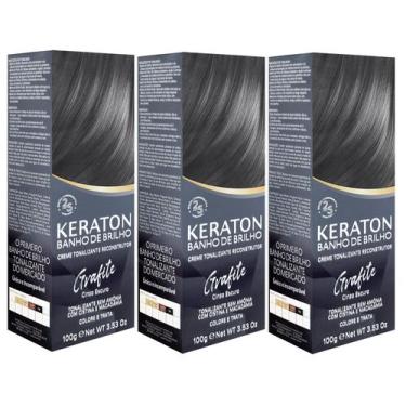 Imagem de Kert Keraton Kit c/3 Tonalizantes Banho de Brilho Grafite 100g