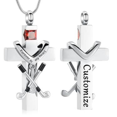 Imagem de AIWENXI Colares de urna com cruz para homens e mulheres, joias de cremação para cinzas, aço inoxidável, pingente memorial de cinzas, joias para animais de estimação, Aço inoxidável, Sem Pedra Preciosa