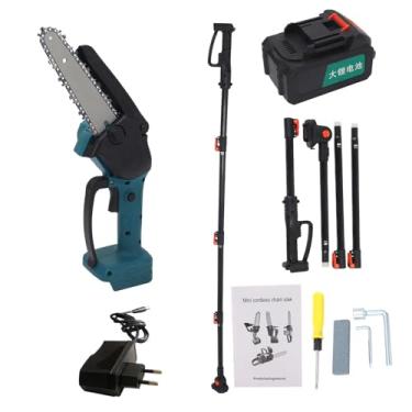 Imagem de Marhynchus Mini Motosserra Sem Fio 2 Em 1, Lâminas de Aço SK5 Alimentadas por Bateria de 21 V Com Haste de Extensão de 3,3 a 6,56 Pés, para Aparar árvores e Podar Galhos (plugue da ue)