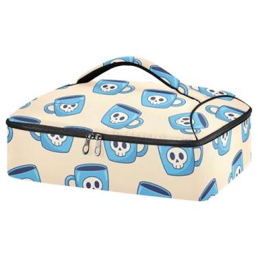 Imagem de STAYTOP Caçarola isolada para alimentos quentes ou frios, transportador de alimentos para festas potluck, piquenique, churrascos, serve para assadeiras de 23 x 33 cm - copo de caveira fofo