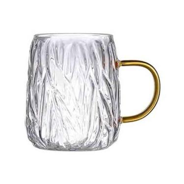 Imagem de x3anggyt5 Copos de vidro, canecas de café de vidro texturizado glaciar de 480 ml com alças para chá, cappuccino, latte, suco e leite (transparente)