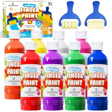 Imagem de Washable Finger Paint for Kids, 8oz x 8 Colors - Non-Toxic, Thick Finger Paint for Toddlers, Art Supplies for Home & Classroom Use, Large Bottles
