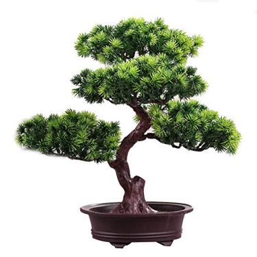 Imagem de Bonsai artificial festival planta vaso simulação bonsai decorativo casa escritório pinheiro presente DIY ornamento realista bonsai artificial decoração em vaso (tamanho: 1) ()