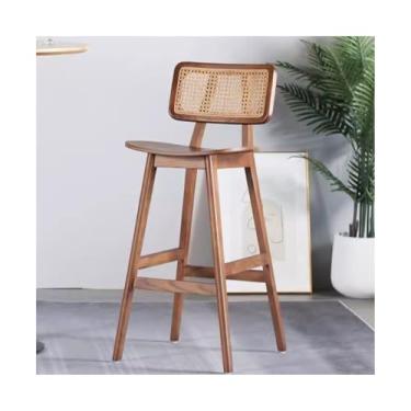 Imagem de x3anggyt5 Banquetas de bar cadeira alta de madeira maciça banco alto simples banco de bar doméstico cadeira de bar de vime cadeira de bar cadeiras de bar