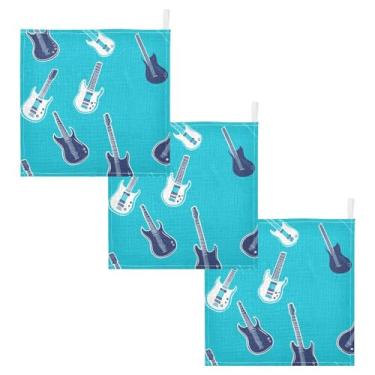 Imagem de STAYTOP Blue Guitar Musselina Toalhas de Banho para Bebês Pacote com 3 - Panos de Rosto Macio para Recém-Nascido, Toalhas de Banho e Rosto Absorventes para Bebês, Lenços de Algodão para Bebês, Toalhas