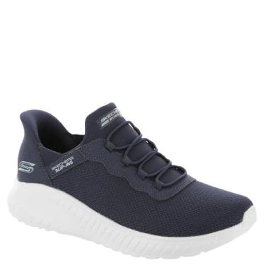 Imagem de Skechers Tênis feminino Bobs Squad Chaos-Daily Inspiration Hands Free Slip-Ins, 0, Azul marino, 9.5 Wide