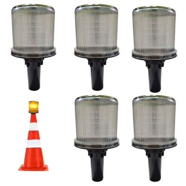 Imagem de Sinalizador Solar Viario Kit 5 Uni Alerta Atencao Rodovia Estrada Rua Cone Emergencia Obra