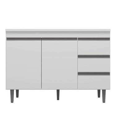 Imagem de Balcão De Cozinha Andréia Com Tampo 120 Cm Branco - Ajl