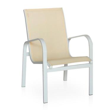 Imagem de Cadeira Em Tela Sling Com Estrutura Branco E Tela Bege