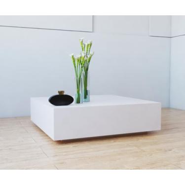 Imagem de Mesa de Centro Quadrada 80x80cm 100% MDF Branca Laqueado Sala Casa Nova Decoração Áura