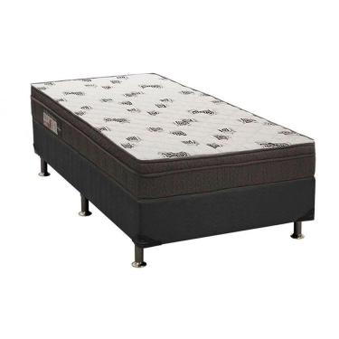 Imagem de Cama Box Solteiro: Colchão Espuma D45 Ortobom Light Saúde Ortopilow + Base CRC Suede Black(88x188)
