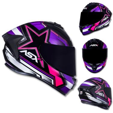 Imagem de Capacete ASX Draken Pilot Preto Lilas e Rosa