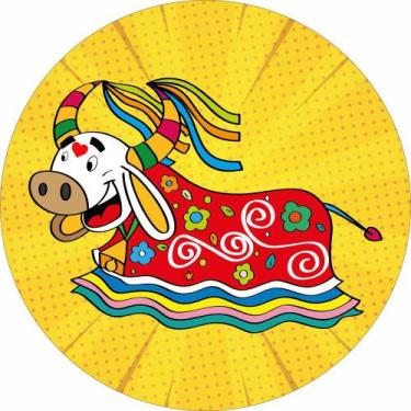 Imagem de Painel De Lona Redondo Boi Garantido - Fabrika de Festa, 130x130cm