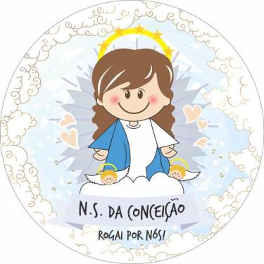 Imagem de Painel de Tecido Sublimado Redondo Santinhos Católicos Nossa Senhora d