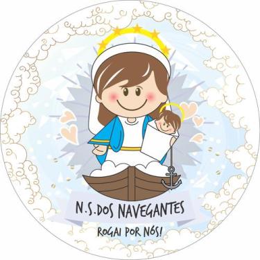 Imagem de Painel de Tecido Sublimado Redondo Santinhos Católicos Nossa Senhora d