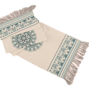 Imagem de Peseira Decorativa Turin Com Franja 58% Algodão / 42% Poliéster - Mandala Verde