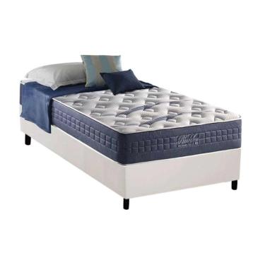 Imagem de Cama Box Solteiro: Colchão Molas Anjos Blue SeaBase Courano Branco(88x188)