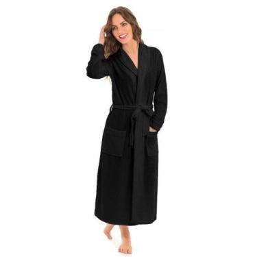 Imagem de Roupão Feminino Atoalhado Longo - Sogni Belli, P, Preto