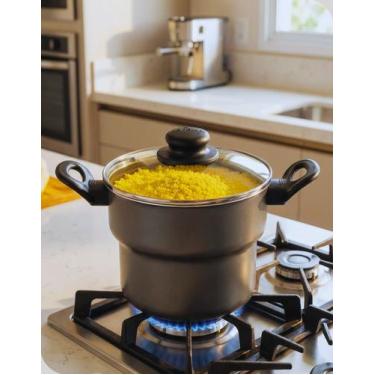 Imagem de Cuscuzeira Antiaderente Teflon Com Tampa De Vidro Panela Panelux