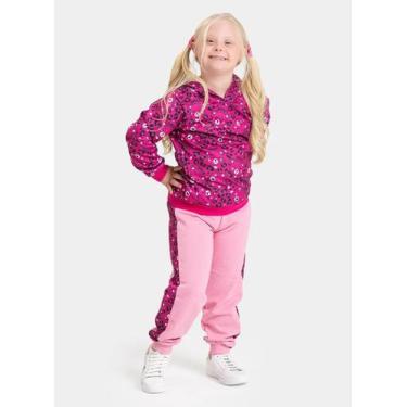 Imagem de Conjunto Inverno Menina Pink Blusão com Capuz e Calça em Moletom Ursin