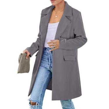 Imagem de Blazer PRETTYGARDEN Outono 2025 Manga Longa Cinza XXL