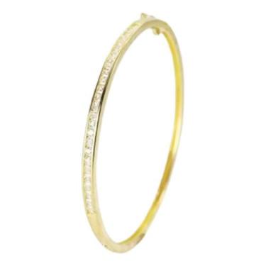 Imagem de Pulseira Bracelete Dourada Com Pedra Zircônia Festa Semijoia - De Cast