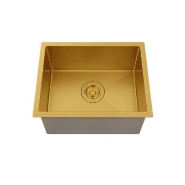 Imagem de Cuba De Cozinha Gourmet 44X44 Quadrada Inox Dourada Brinovar