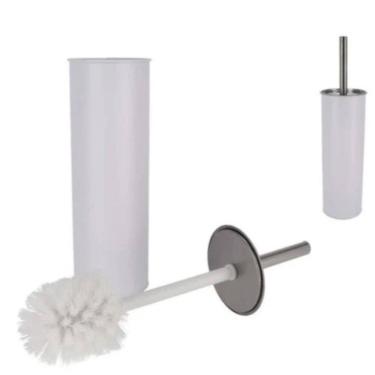 Imagem de Escova Sanitaria Suporte Inox Branca Higienizacao Limpeza Vaso Sanitario Privada Luxo