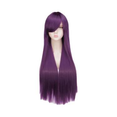 Imagem de Peruca Cosplay Ombre Preta E Vermelha Para Mulheres, Longa E Lisa, Res