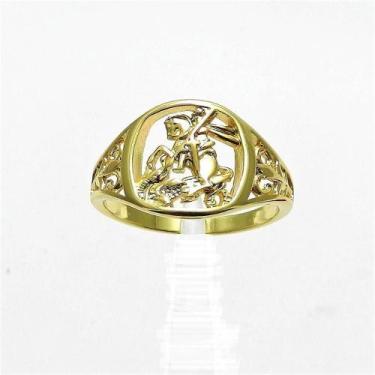 Imagem de Anel Masculino São Jorge Aro 26 Folheado Ouro 18K AN100 - Wnbijouteria