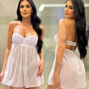 Imagem de Camisola Com Bojo Atrevida Tamanho:GCor:Branco - Like4you, G, Branco