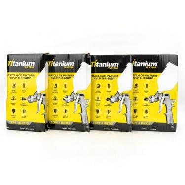Imagem de Kit 4 Pistolas Pintura HVLP Gravidade 3 Bicos Titanium - Titanium Plat