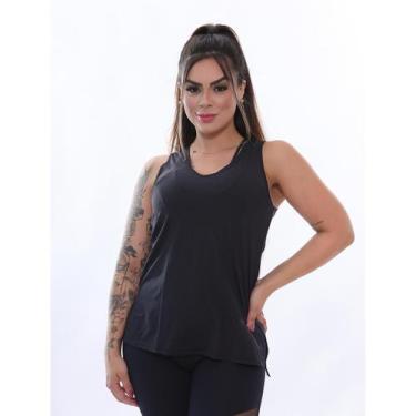 Imagem de Regata Comprida Dryfit Feminina Tapa Bumbum Preto - ElementFit, M 40-4