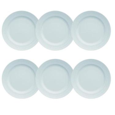 Imagem de Kit 06 Prato Raso Azul Vintage Chevron Germer Porcelanas