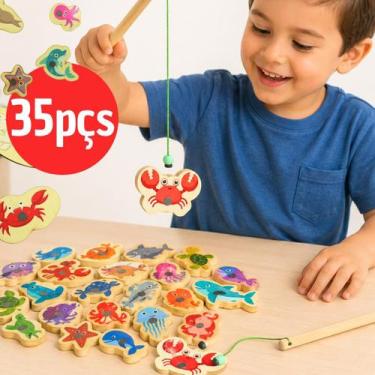 Imagem de Brinquedo Educativo Pedagógico Jogo Pescaria Bebê Crianças para Menina