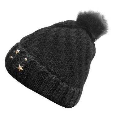 Imagem de Touca Gorro Adulto Preta Pompom Tamanho único - OUTRAS MARCAS