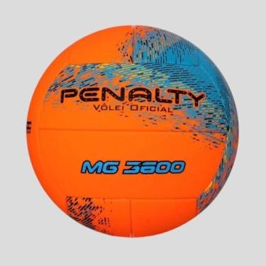 Imagem de Bola Penalty Vôlei Oficial MG 3600 XXI PU Super Soft, Laranja, Azul ma