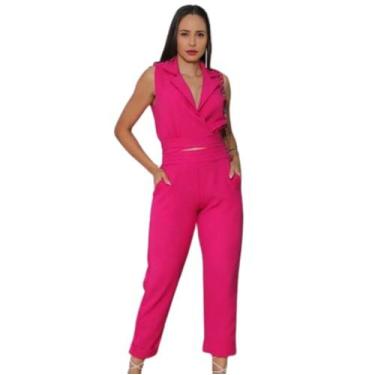 Imagem de Conjunto Linho Blusa e Calça Feminino Verde, Crú, Laranja Pink , Fucsa