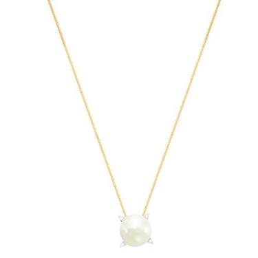 Imagem de Colar em Ouro 18k Pérola com Diamantes - AU8635 - REAL GOLD